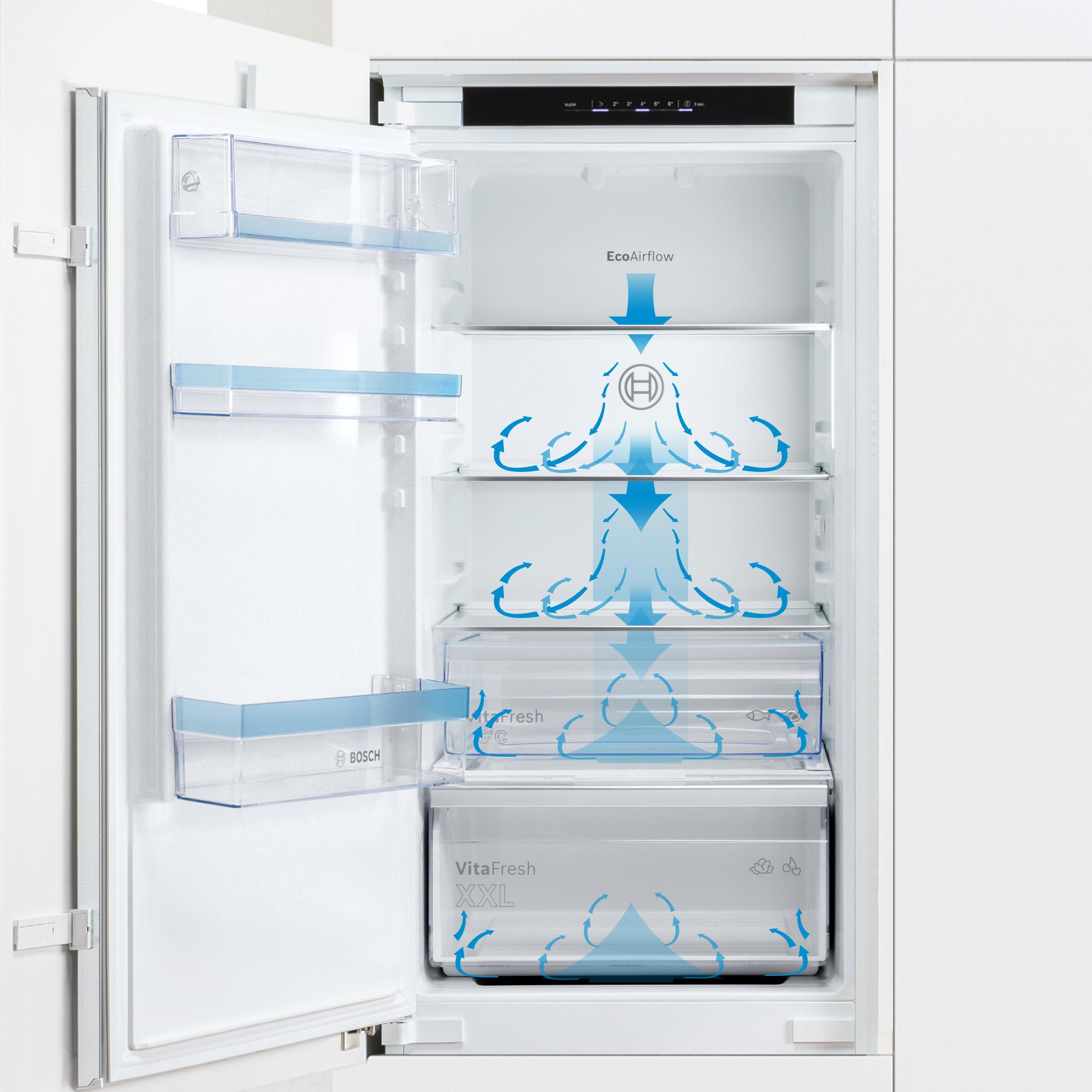 Với Eco Airflow, độ ẩm và nhiệt độ được phân bổ đều, giúp thực phẩm tươi ngon lâu hơn.