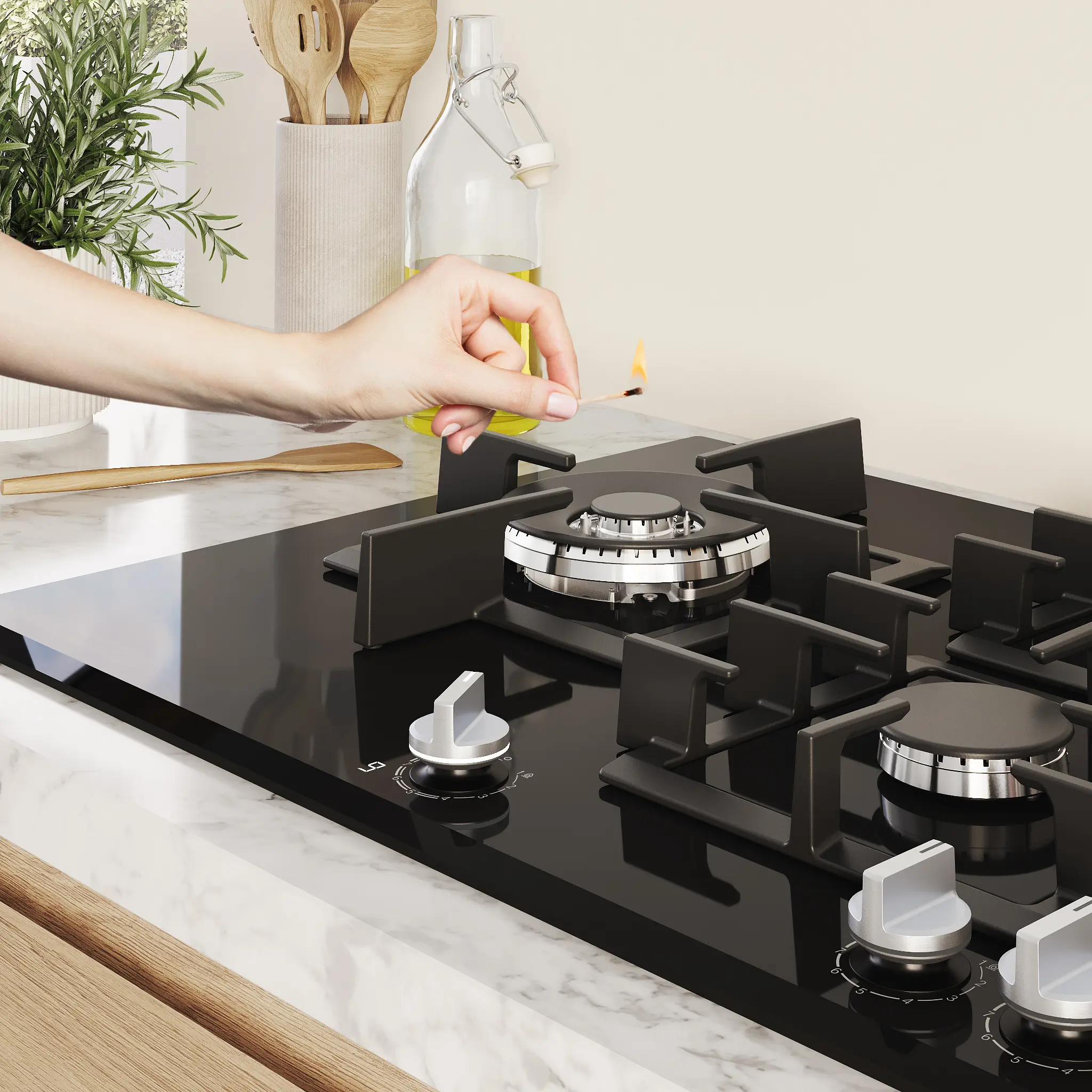 Đảm bảo an toàn bằng cách tự động ngắt nguồn cung cấp gas ngay lập tức nếu ngọn lửa tắt. Đảm bảo an toàn bằng cách tự động ngắt nguồn cung cấp gas ngay lập tức nếu ngọn lửa tắt.