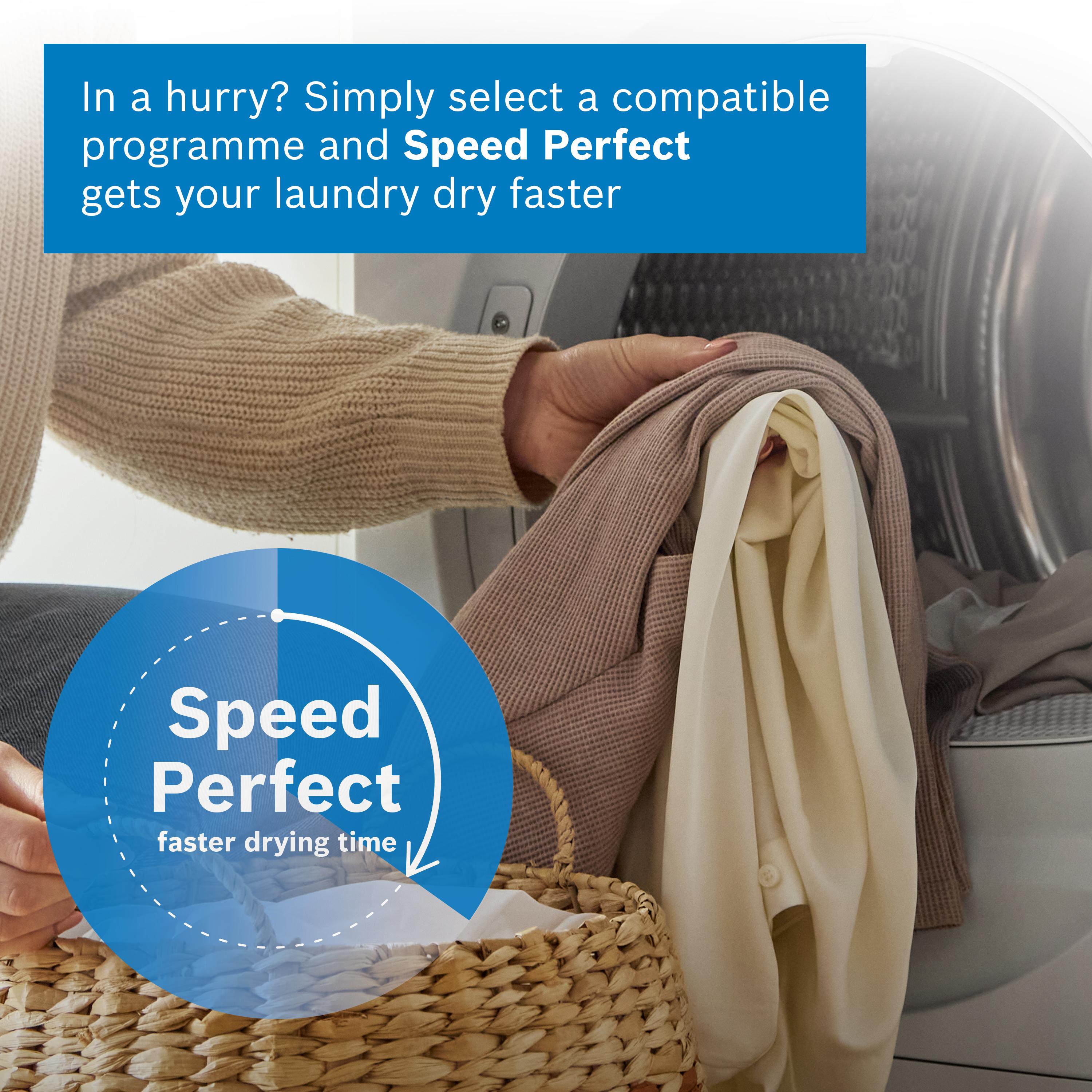 Speed Perfect: Sấy quần áo khô hoàn hảo với thời gian nhanh hơn đáng kể Speed Perfect: Sấy quần áo khô hoàn hảo với thời gian nhanh hơn đáng kể