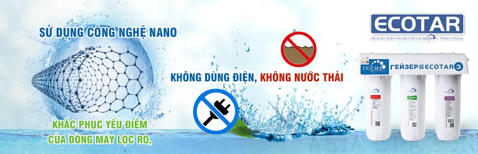 May loc nuoc Ecotar 3 khong can su dung dien khong nuoc xa thai