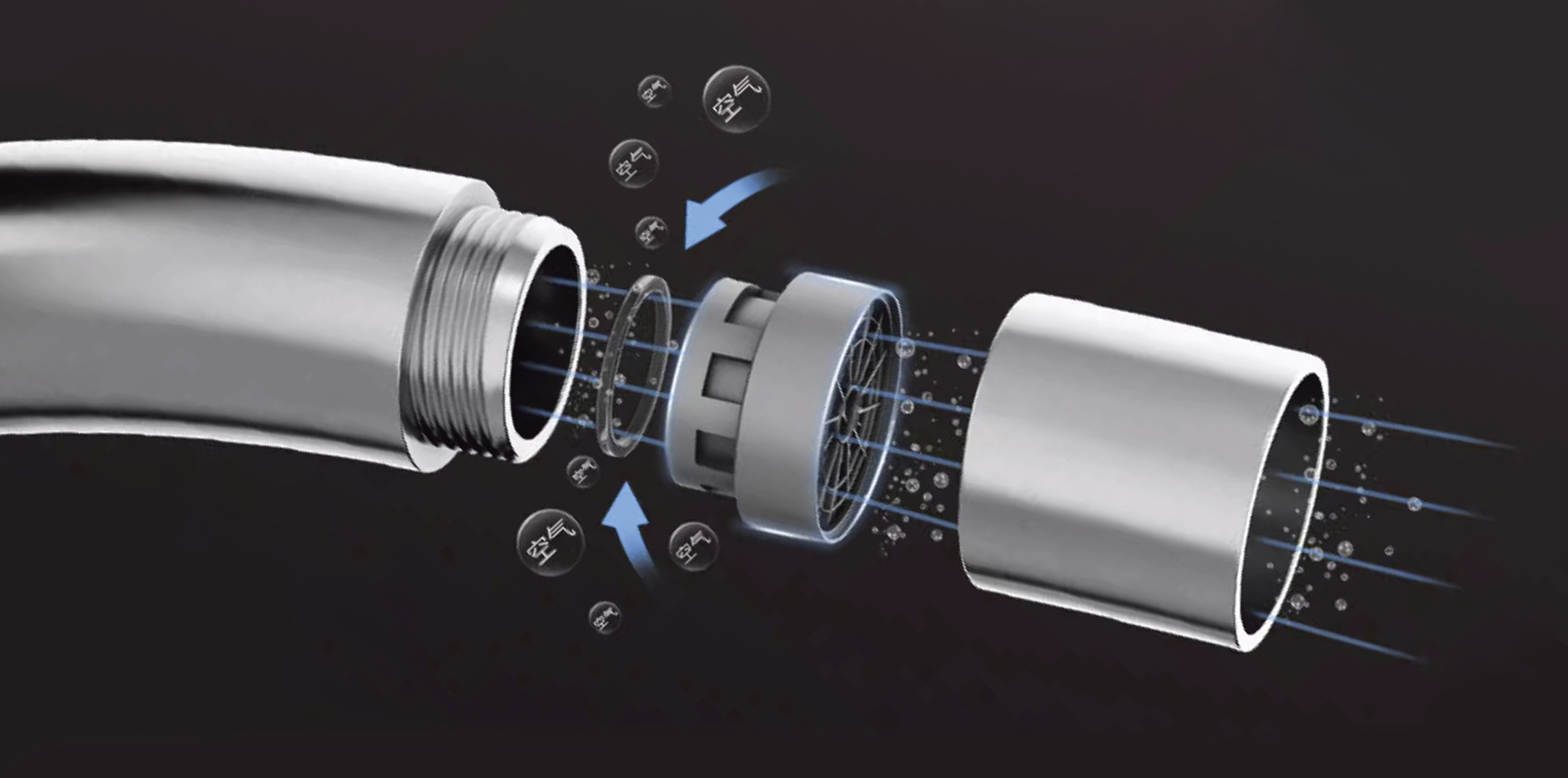 Khi nước chảy qua vòi rửa bát AirPower, không khí được hút vào và kết hợp với nước, tạo ra một hiệu ứng dòng nước bọt bọt và mịn màng (không bị bắn nước tung tóe khi sử dụng).