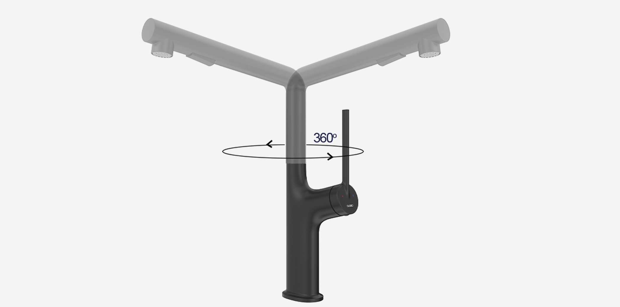 Vòi rửa Kluger KLF0001B thiết kế cao và khả năng xoay 360 độ, tạo ra sự tương thích hoàn hảo với mọi đồ dùng