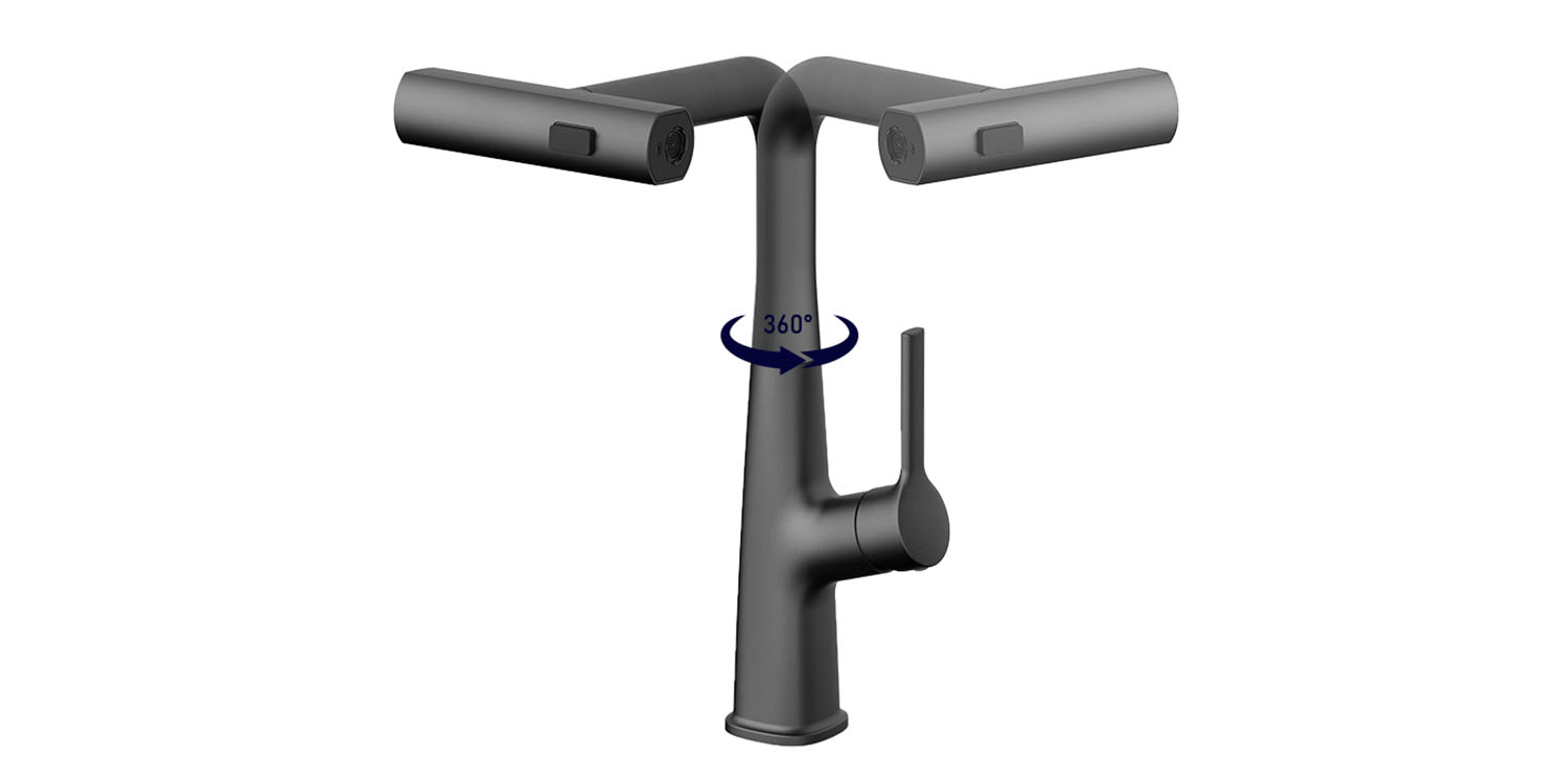 Vòi rửa Kluger KLF0018B thiết kế cao và khả năng xoay 360 độ, tạo ra sự tương thích hoàn hảo với mọi đồ dùng.