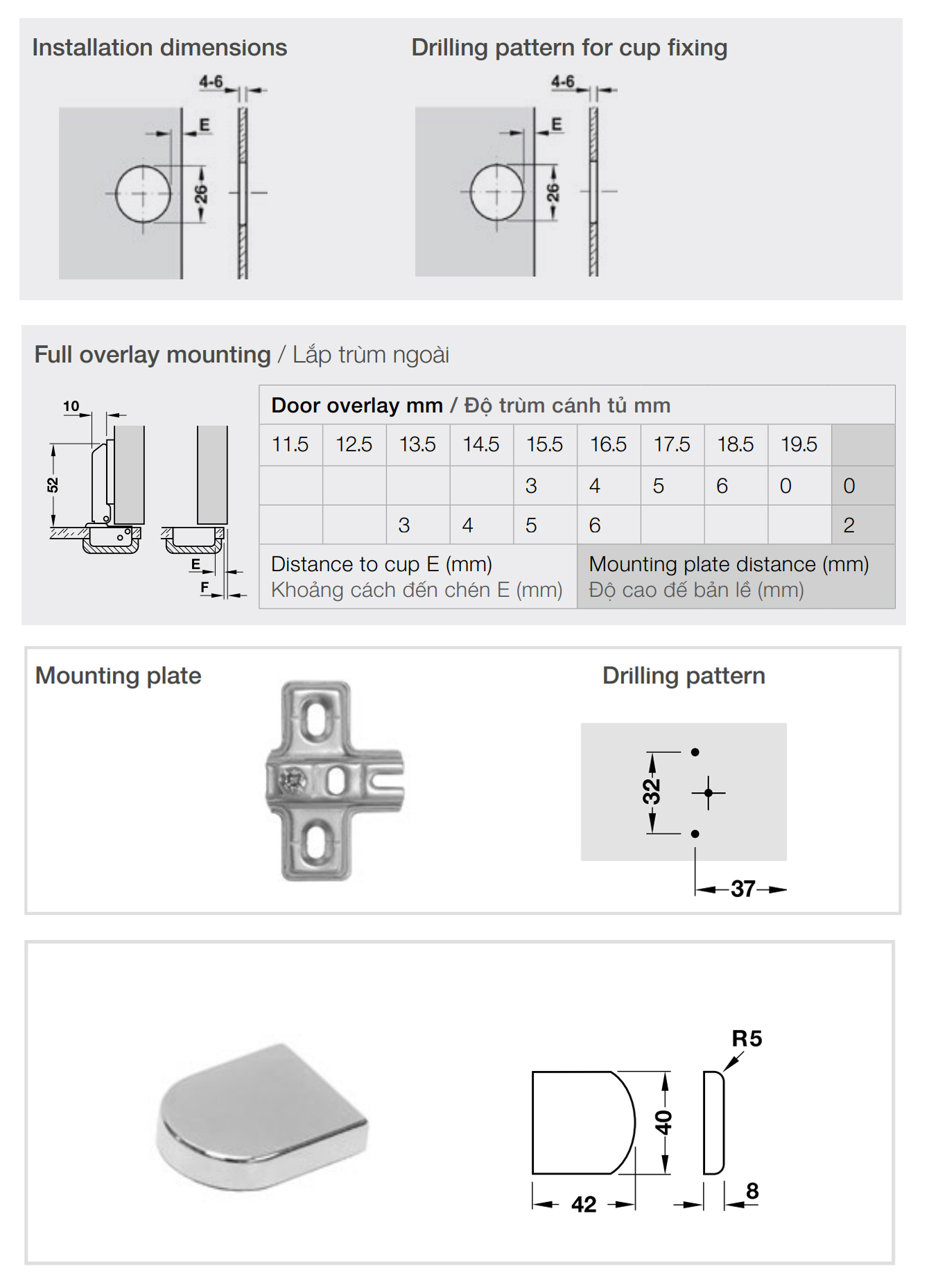Bản lề cho cửa kính không giảm chấn thép mạ Nickel lắp trùm ngoài Metalla A 95º MINI kèm đế và nắp che Hafele 311.01.073 + 311.01.076 + 311.43.230 Bản lề cho cửa kính không giảm chấn thép mạ Nickel lắp trùm ngoài Metalla A 95º MINI kèm đế và nắp che Hafele 311.01.073 + 311.01.076 + 311.43.230