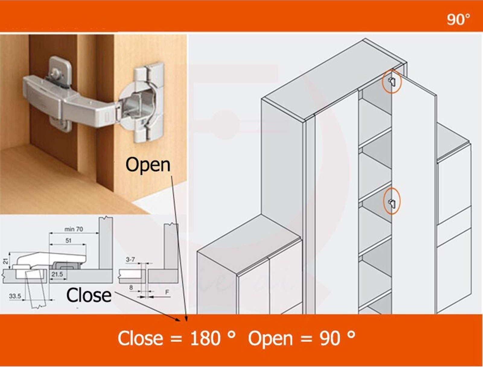 Bản lề cho góc mù thép mạ Niken Metalla A 90º kèm đế Hafele 311.83.901 + 311.03.104