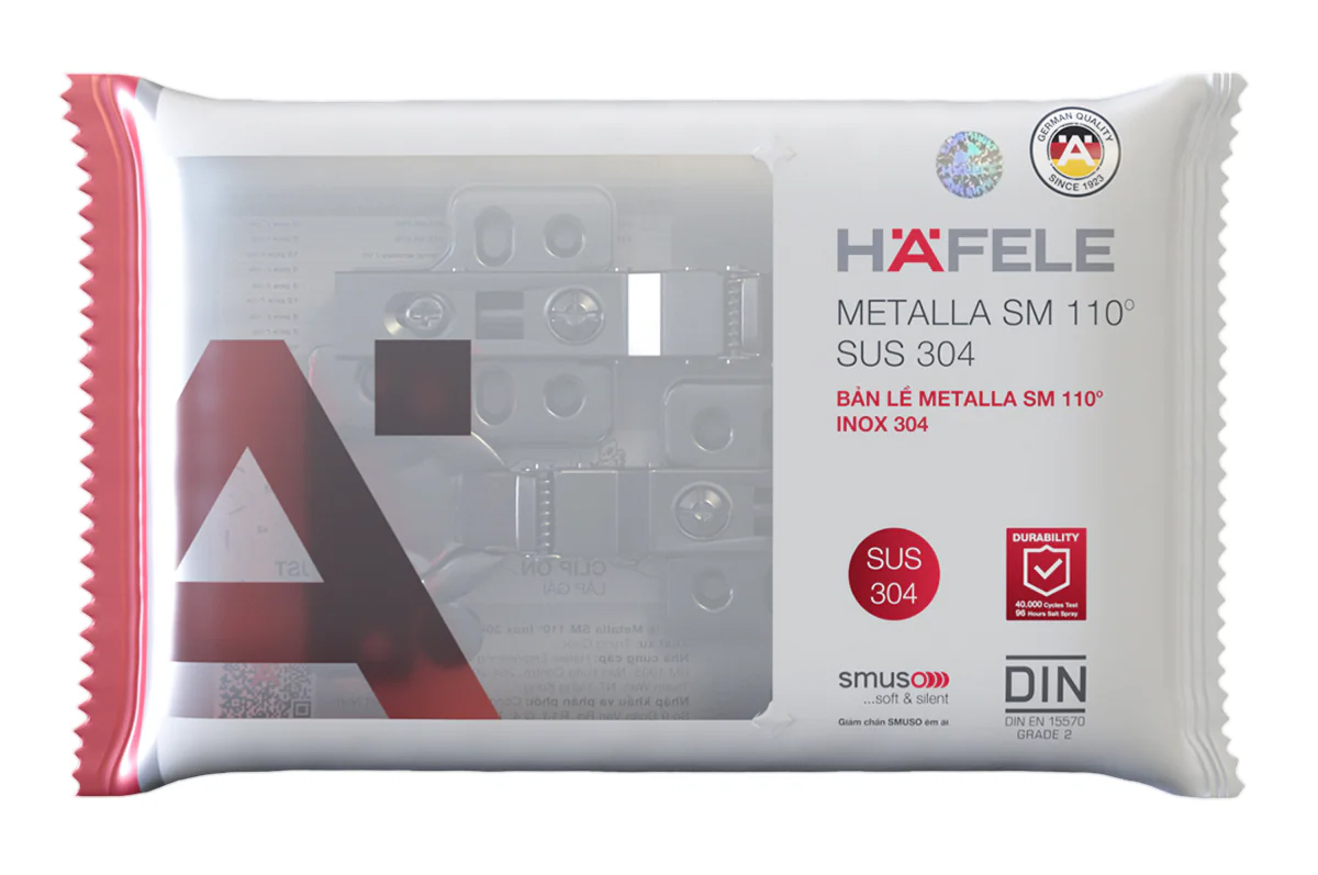 Bản lề giảm chấn INOX SUS304 lắp lọt lòng Metalla SM 110º (DIY) Hafele 315.07.115