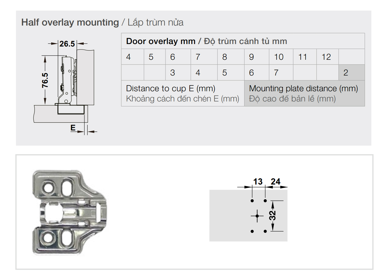 Kích thước lắp đặt | Bản lề giảm chấn INOX SUS304 lắp trùm nửa Metalla SM 98º cho cửa gỗ dày kèm đế Hafele 334.15.000 + 334.90.006 Kích thước lắp đặt | Bản lề giảm chấn INOX SUS304 lắp trùm nửa Metalla SM 98º cho cửa gỗ dày kèm đế Hafele 334.15.000 + 334.90.006