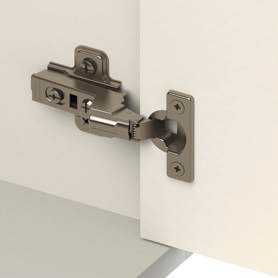 Bản lề giảm chấn thép mạ Nickel lắp lọt lòng Metalla SM 95º MINI kèm đế Hafele 311.04.442 + 311.71.500