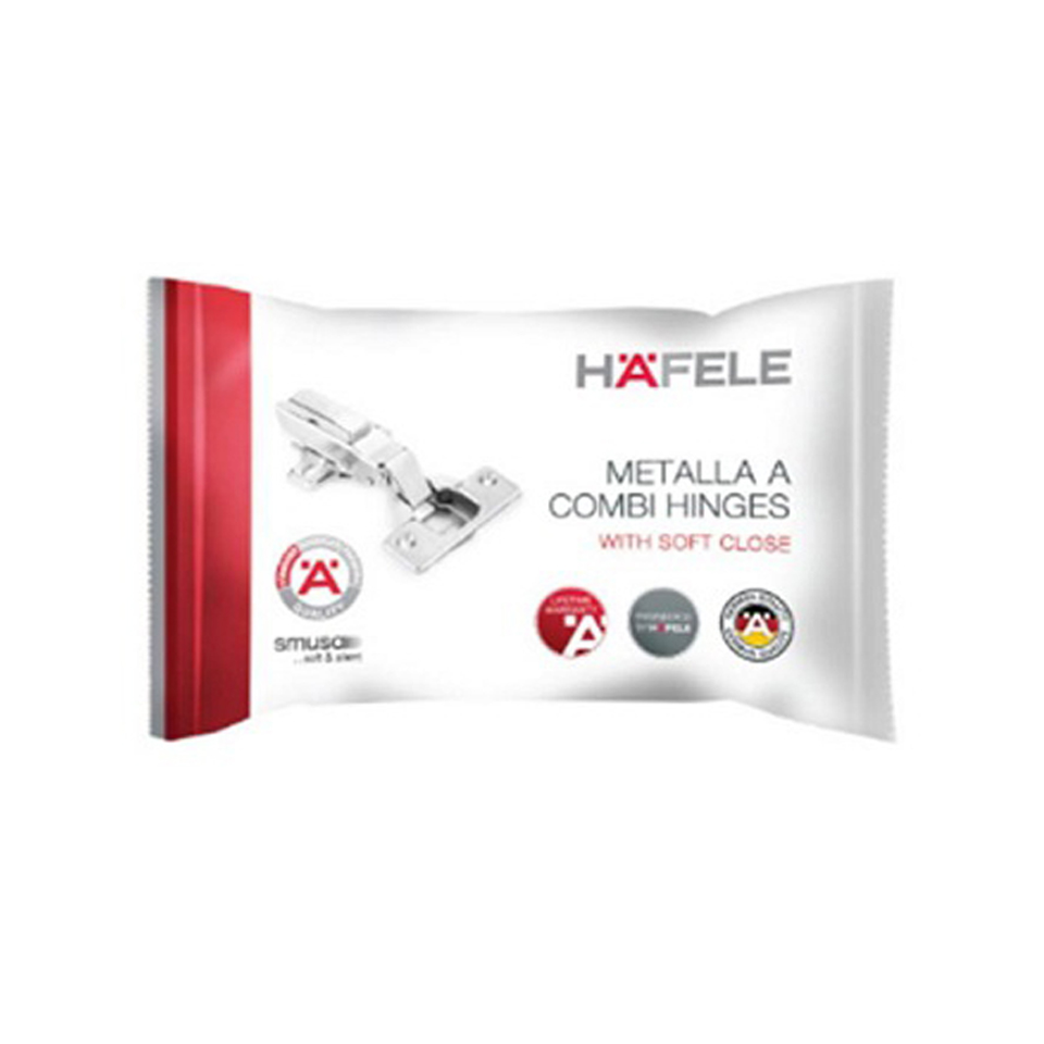 Bản lề giảm chấn thép mạ Niken lắp lọt lòng Metalla SM 110º (DIY) Hafele 493.03.023