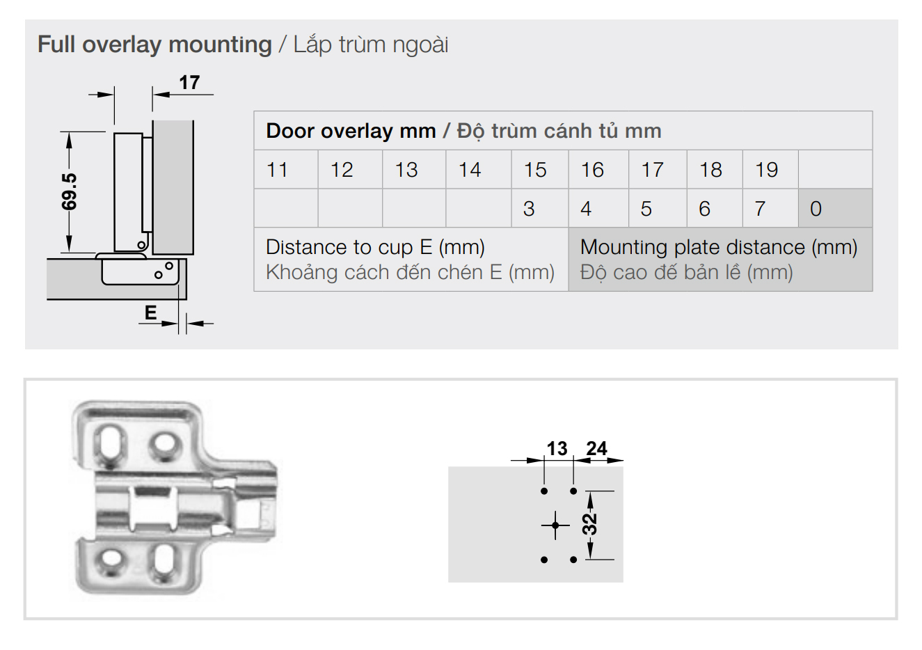 Kích thước lắp đặt | Bản lề giảm chấn thép mạ Niken lắp trùm ngoài Metalla SM 110º kèm đế Hafele 315.11.750 + 315.98.550 Kích thước lắp đặt | Bản lề giảm chấn thép mạ Niken lắp trùm ngoài Metalla SM 110º kèm đế Hafele 315.11.750 + 315.98.550