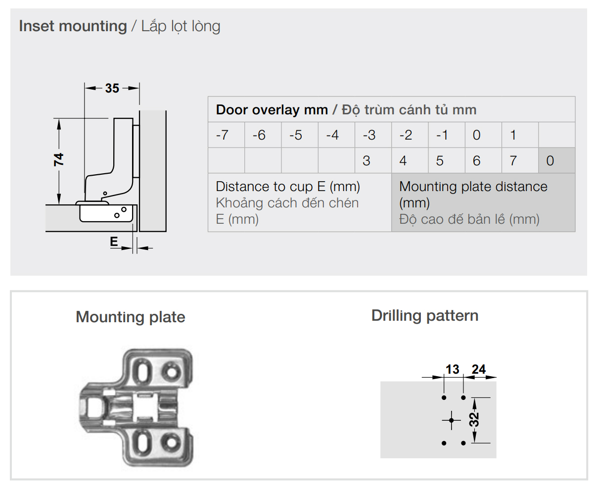 Kích thước lắp đặt | Bản lề không giảm chấn INOX SUS304 lắp lọt lòng Metalla SM 110º kèm đế Hafele 315.06.352 + 315.98.570 Kích thước lắp đặt | Bản lề không giảm chấn INOX SUS304 lắp lọt lòng Metalla SM 110º kèm đế Hafele 315.06.352 + 315.98.570