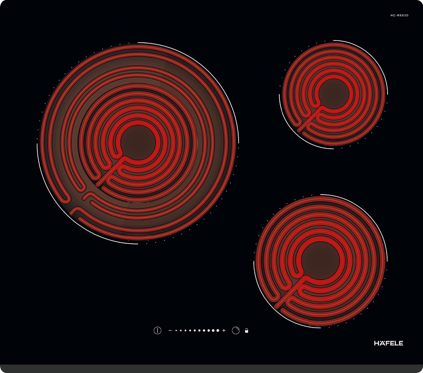 Bếp điện Hafele HC-R603D | 536.01.901 gồm 3 vùng nấu với tổng công suất là 5700W. Bếp điện Hafele HC-R603D | 536.01.901 gồm 3 vùng nấu với tổng công suất là 5700W.
