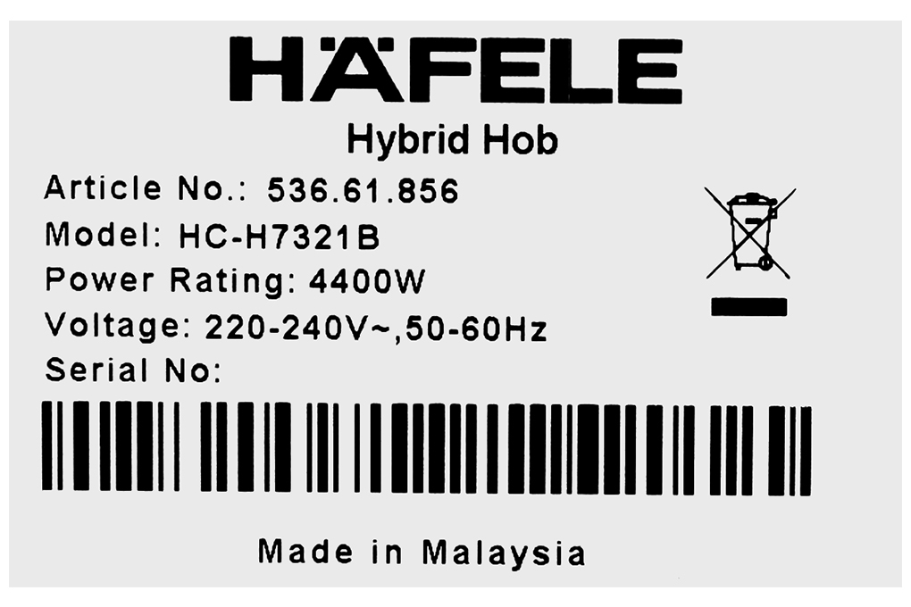 Bếp hỗn hợp điện từ 2 vùng nấu Inverter nhập khẩu Malaysia Hafele HC-H7321B | 536.61.856