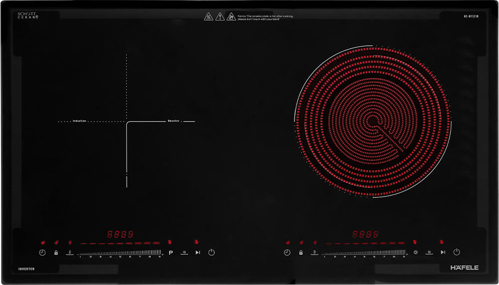 Bếp hỗn hợp điện từ 2 vùng nấu | Hafele HC-H7321B | 536.61.856 | 4400W | nhập khẩu nguyên chiếc từ Malaysia Bếp hỗn hợp điện từ 2 vùng nấu | Hafele HC-H7321B | 536.61.856 | 4400W | nhập khẩu nguyên chiếc từ Malaysia