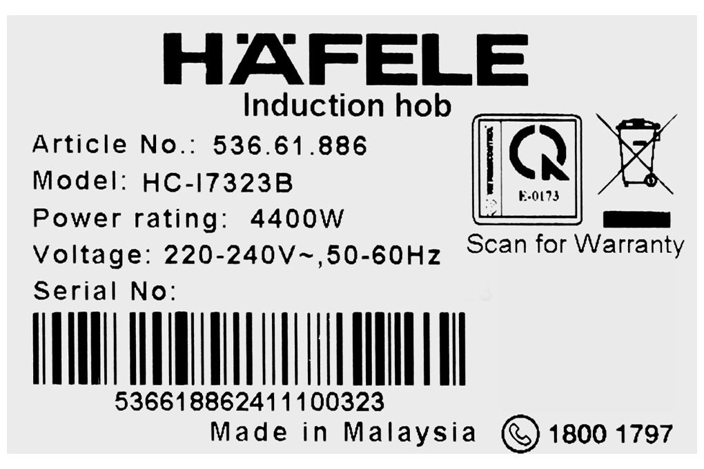 Bếp từ 2 vùng nấu Inverter nhập khẩu Malaysia Hafele HC-I7323B | 536.61.886