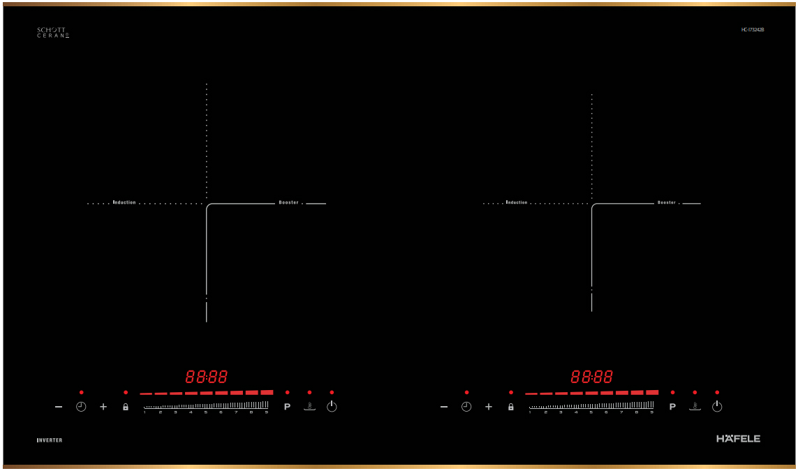 Bếp từ 2 vùng nấu | Hafele HC-I73242B | 536.61.857 | Inverter | 4800W | nhập khẩu nguyên chiếc từ Malaysia Bếp từ 2 vùng nấu | Hafele HC-I73242B | 536.61.857 | Inverter | 4800W | nhập khẩu nguyên chiếc từ Malaysia