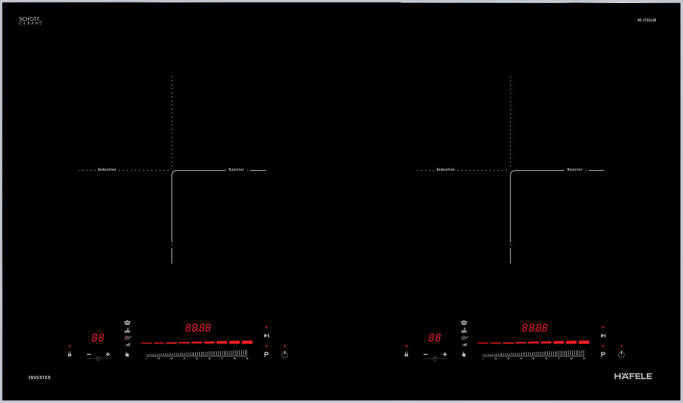Bếp từ 2 vùng nấu | Hafele HC-I73243B | 536.61.858 | Inverter | 4600W | nhập khẩu nguyên chiếc từ Malaysia Bếp từ 2 vùng nấu | Hafele HC-I73243B | 536.61.858 | Inverter | 4600W | nhập khẩu nguyên chiếc từ Malaysia