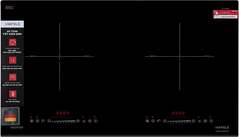 Bếp từ 2 vùng nấu | Hafele HC-I7325B | 533.09.979 | Inverter | 4600W | nhập khẩu nguyên chiếc từ CHLB Đức Bếp từ 2 vùng nấu | Hafele HC-I7325B | 533.09.979 | Inverter | 4600W | nhập khẩu nguyên chiếc từ CHLB Đức