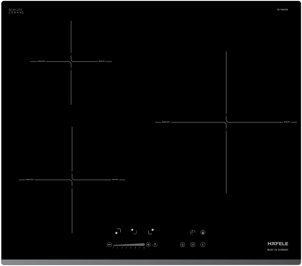 Bếp từ 3 vùng nấu | Hafele HC-I6035B | 533.09.961 | 7400W | 59cm | nhập khẩu nguyên chiếc từ CHLB Đức Bếp từ 3 vùng nấu | Hafele HC-I6035B | 533.09.961 | 7400W | 59cm | nhập khẩu nguyên chiếc từ CHLB Đức