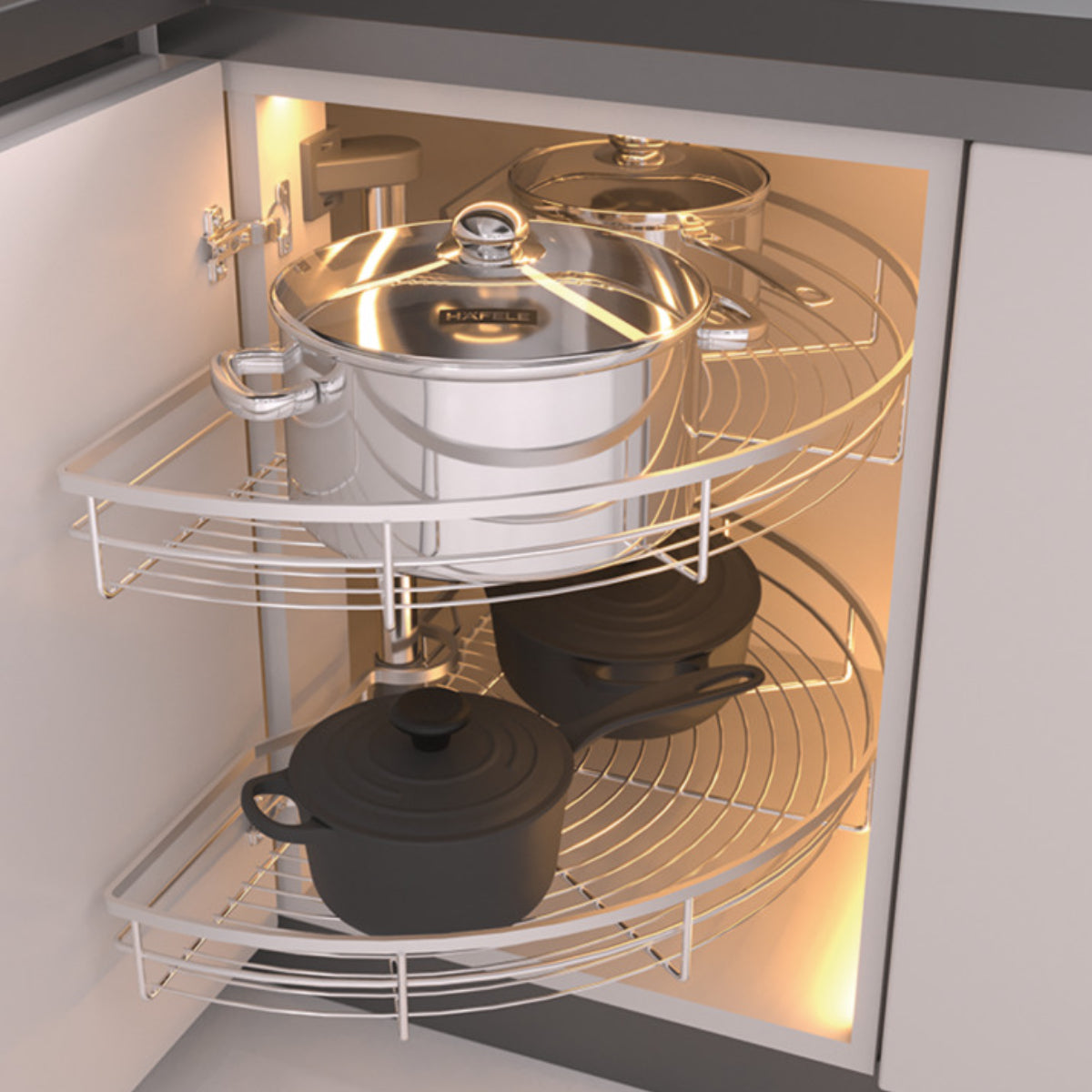 Mâm xoay góc 1/2 mở 180º | Hafele Mezzo 548.37.001 | Inox 304 nan dẹt | chiều rộng cánh tủ 400mm Mâm xoay góc 1/2 mở 180º | Hafele Mezzo 548.37.001 | Inox 304 nan dẹt | chiều rộng cánh tủ 400mm