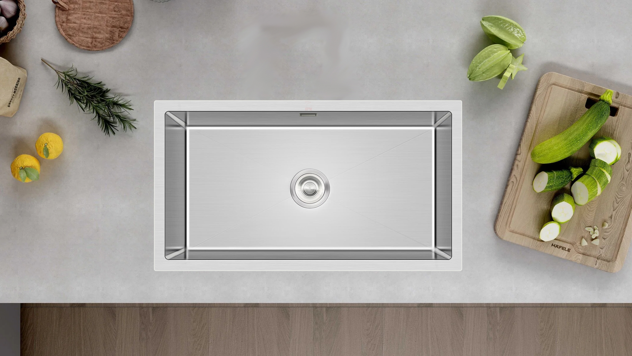 Chậu rửa 1 hố Roslerer RL04-8245DA - Lắp bán âm mặt đá Chậu rửa 1 hố Roslerer RL04-8245DA - Lắp bán âm mặt đá