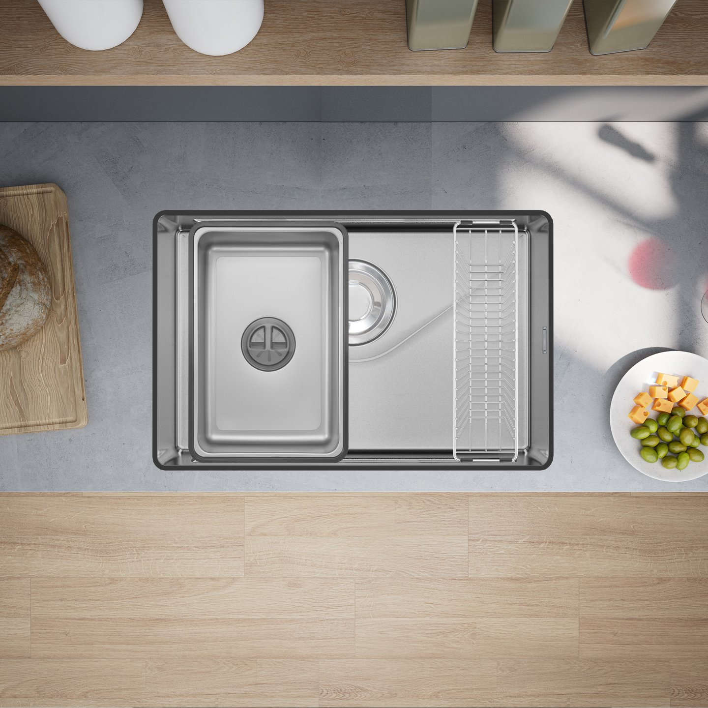 Chậu rửa 1 hố lắp âm toàn phần | GrandX GX6845V | 68 x 45cm Chậu rửa 1 hố lắp âm toàn phần | GrandX GX6845V | 68 x 45cm