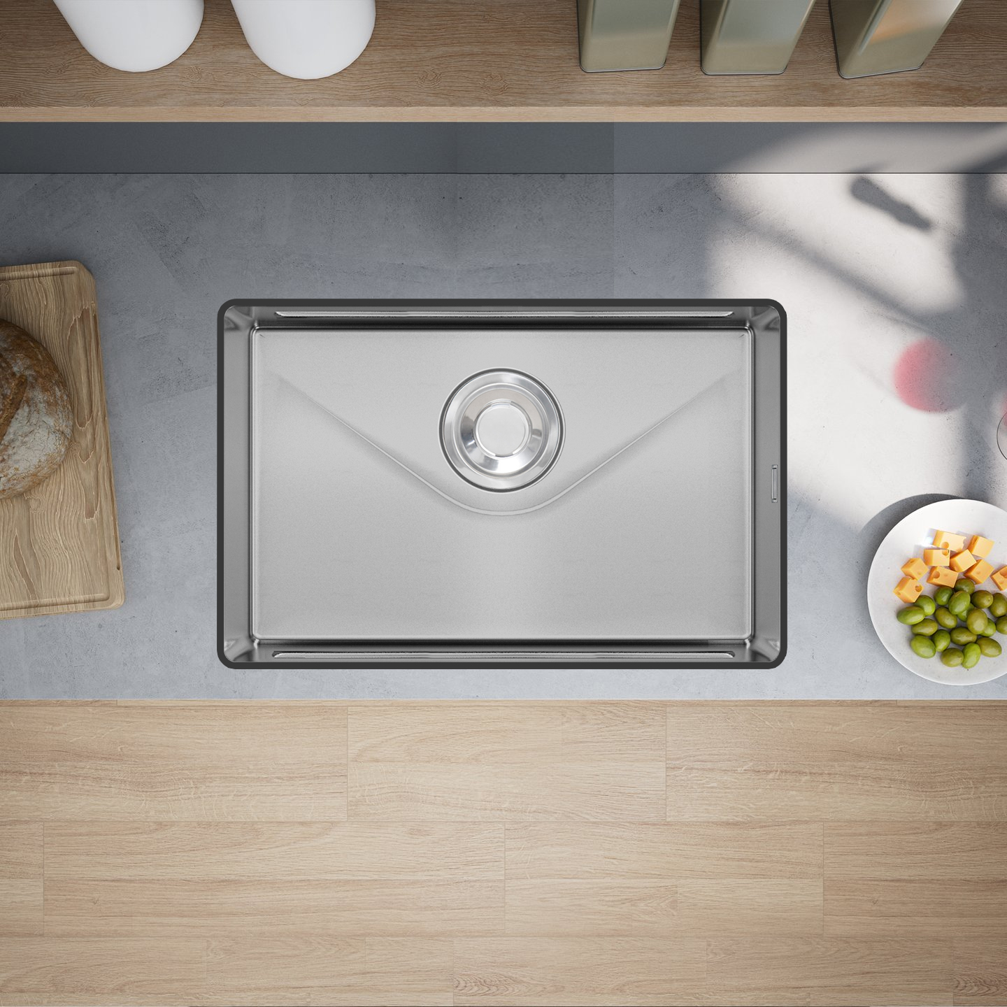 Chậu rửa 1 hố lắp âm toàn phần | GrandX GX6845V | 68 x 45cm Chậu rửa 1 hố lắp âm toàn phần | GrandX GX6845V | 68 x 45cm