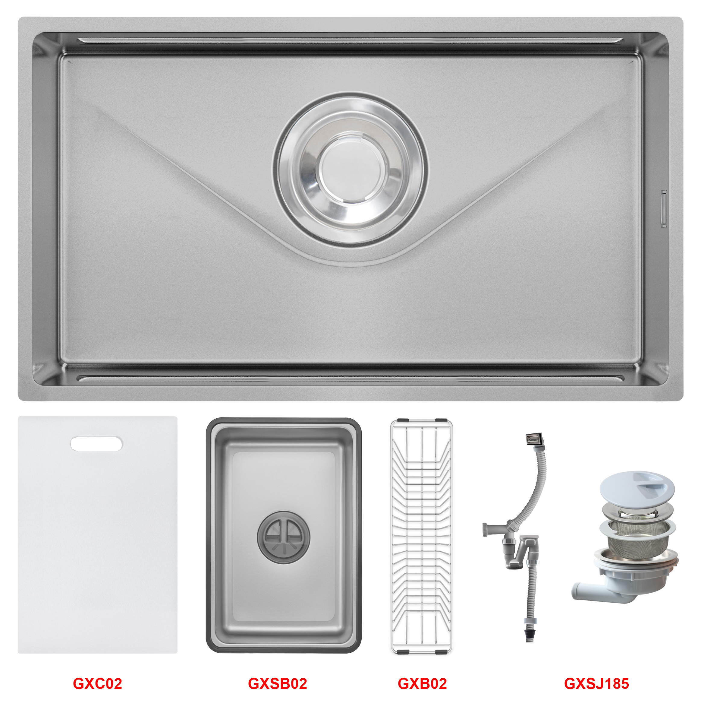 Trọn bộ sản phẩm | Chậu rửa 1 hố lắp âm Inox 304 chống xước Grandx GX7845JP Hikari Trọn bộ sản phẩm | Chậu rửa 1 hố lắp âm Inox 304 chống xước Grandx GX7845JP Hikari