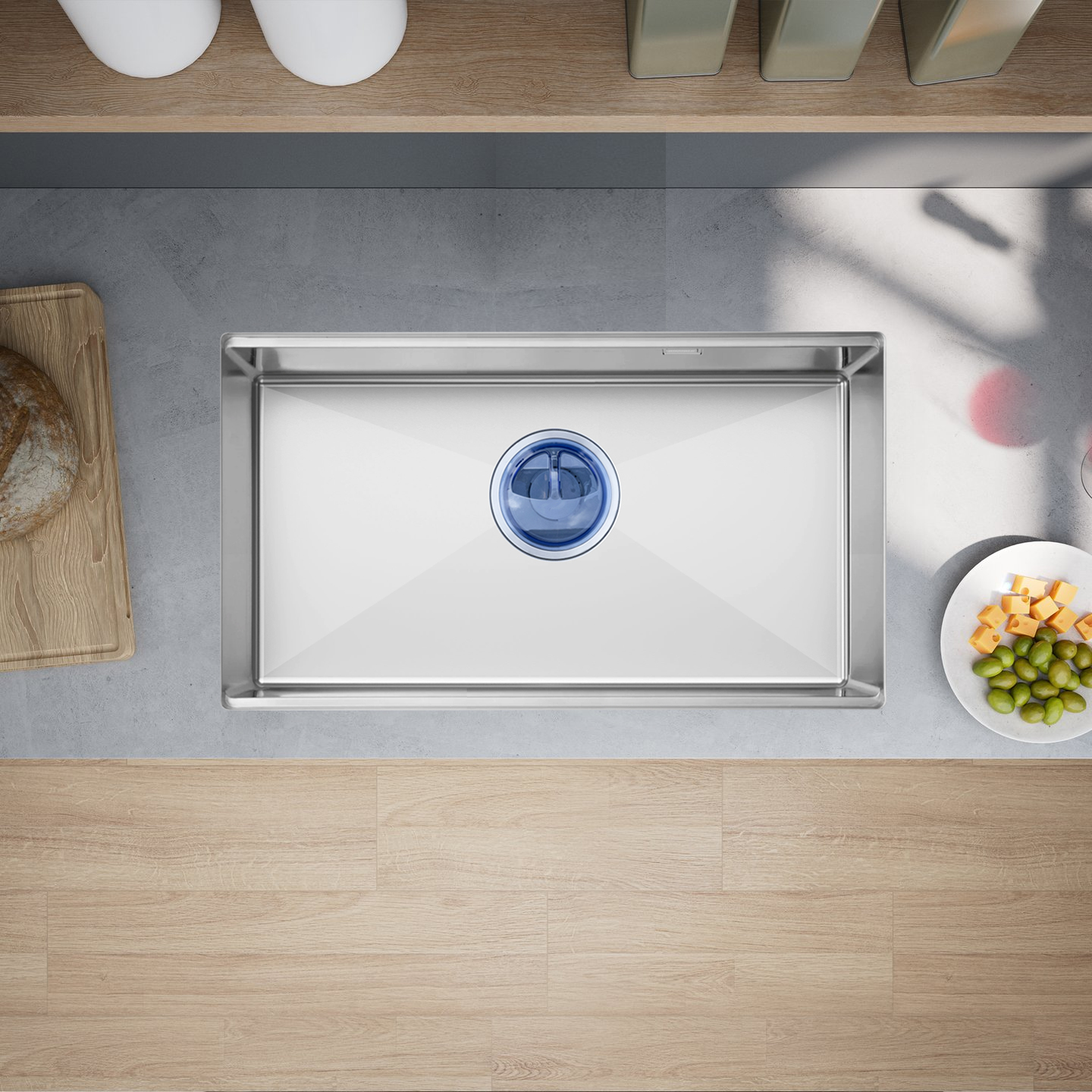 Chậu rửa 1 hố lắp âm toàn phần | GrandX GX7846S Smooth | 78 x 46cm Chậu rửa 1 hố lắp âm toàn phần | GrandX GX7846S Smooth | 78 x 46cm