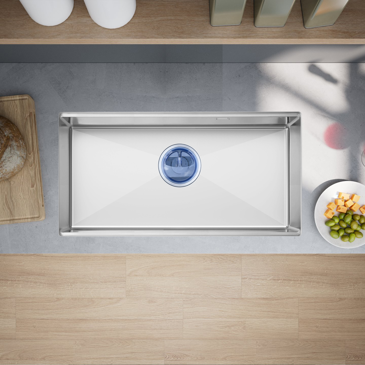 Chậu rửa 1 hố lắp âm toàn phần | GrandX GX8646S Smooth | 86 x 46cm Chậu rửa 1 hố lắp âm toàn phần | GrandX GX8646S Smooth | 86 x 46cm