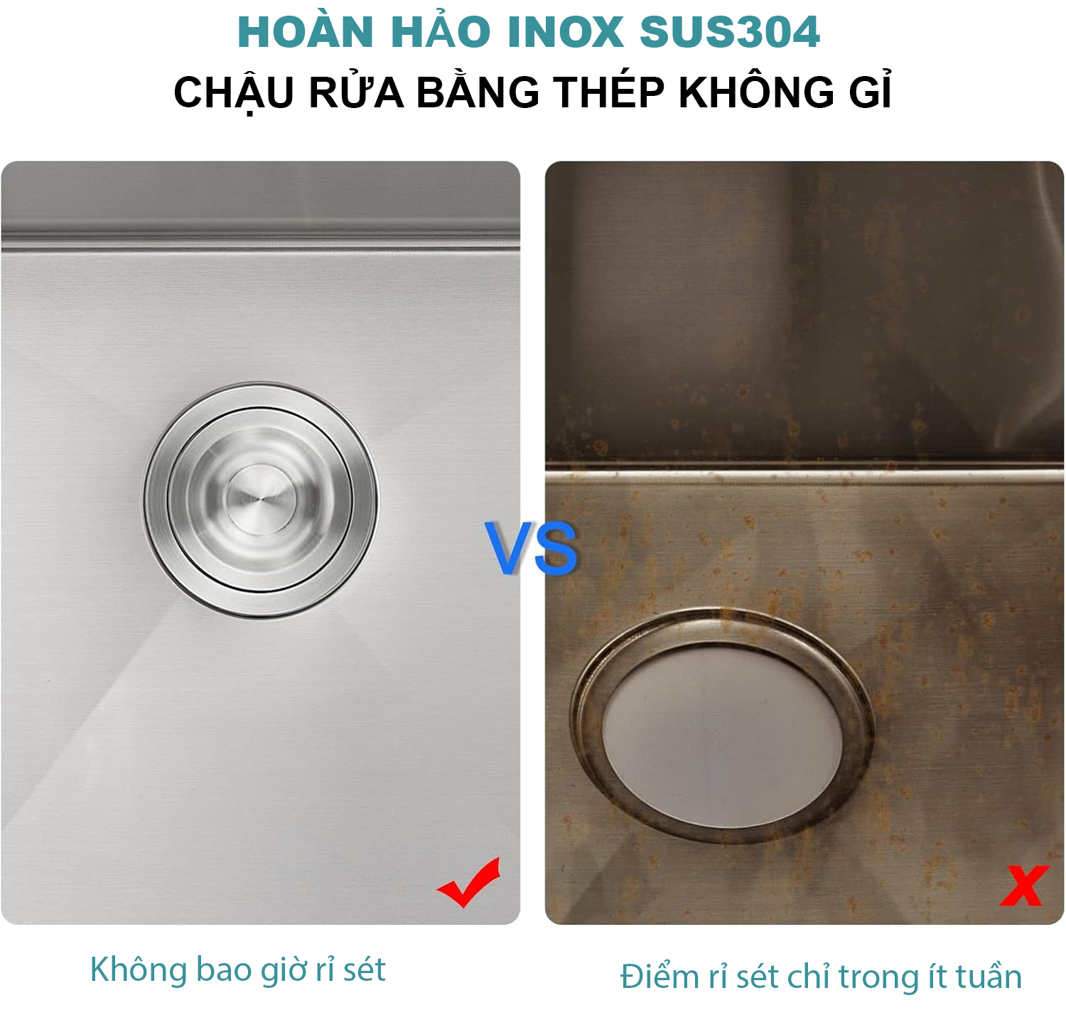 Chậu rửa bát Roslerer RL04-6045DA được làm từ INOX SUS304, một loại chất liệu cao cấp và chất lượng.