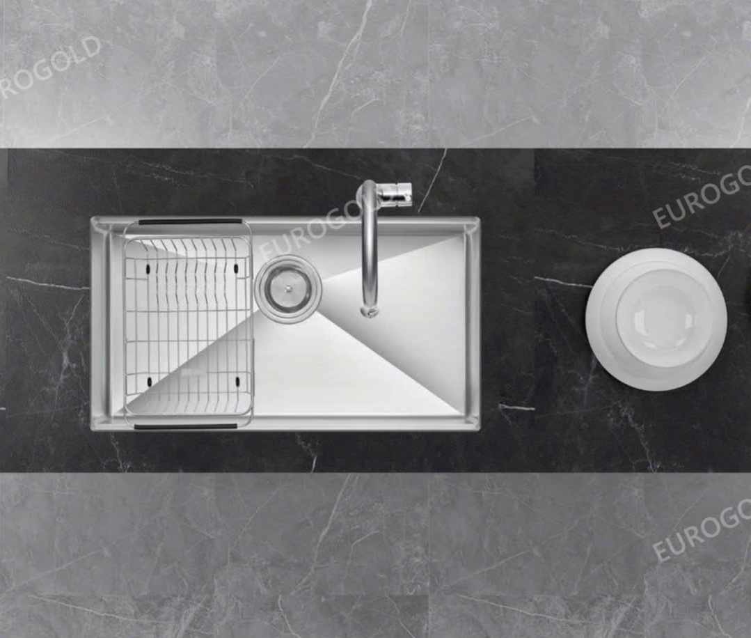 Chậu rửa 1 hố cao cấp lắp âm thế hệ mới | Eurogold EUC18045GB | 80 x 45cm Chậu rửa 1 hố cao cấp lắp âm thế hệ mới | Eurogold EUC18045GB | 80 x 45cm