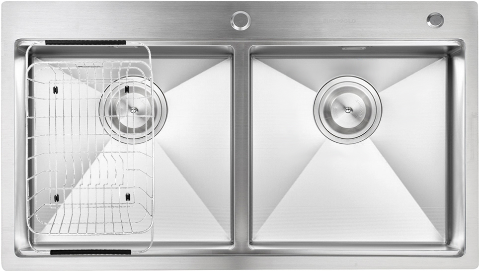 Chậu rửa 2 hố cân cao cấp thế hệ mới | Eurogold EUC28850GA | 88 x 50cm Chậu rửa 2 hố cân cao cấp thế hệ mới | Eurogold EUC28850GA | 88 x 50cm