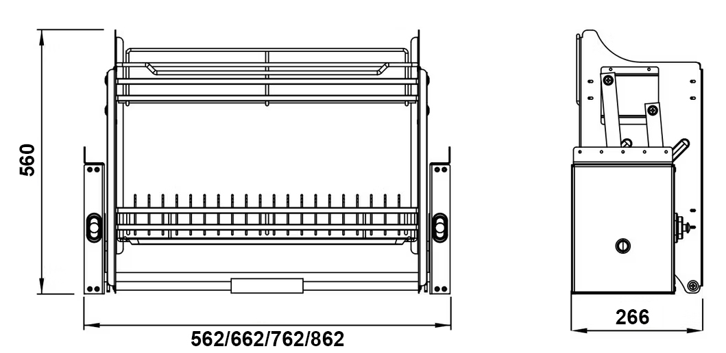 Kích thước sản phẩm | Giá bát đĩa nâng hạ Inox 304 nan tròn xước mờ 600mm Hafele Lento 504.76.009 Kích thước sản phẩm | Giá bát đĩa nâng hạ Inox 304 nan tròn xước mờ 600mm Hafele Lento 504.76.009