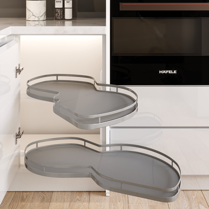 Kệ góc liên hoàn hình lá thép phủ Nano mở phải 541.01.804 là phụ kiện tủ bếp được nhập khẩu chính hãng từ thương hiệu nổi tiếng Hafele Kệ góc liên hoàn hình lá thép phủ Nano mở phải 541.01.804 là phụ kiện tủ bếp được nhập khẩu chính hãng từ thương hiệu nổi tiếng Hafele