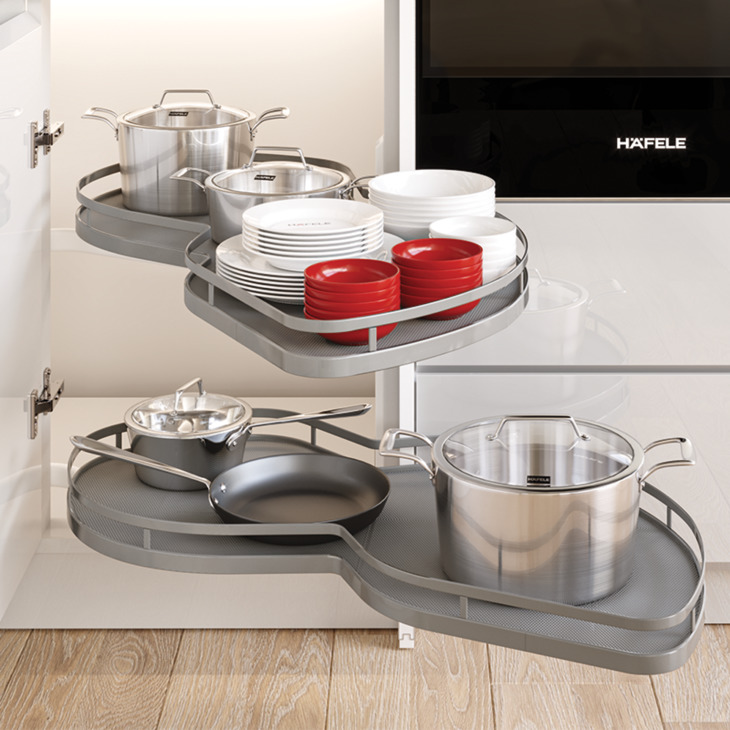 Kệ góc liên hoàn hình lá thép phủ nano mở phải | Hafele 541.01.804 | đáy chống trượt Kệ góc liên hoàn hình lá thép phủ nano mở phải | Hafele 541.01.804 | đáy chống trượt