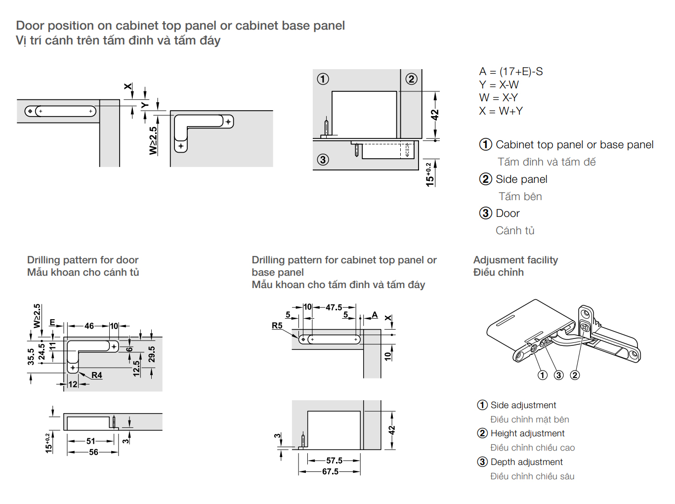 Kích thước sản phẩm | Bản lề âm 3 chiều cho cửa gỗ và khung nhôm có giảm chấn màu đen Hafele 342.79.300 Kích thước sản phẩm | Bản lề âm 3 chiều cho cửa gỗ và khung nhôm có giảm chấn màu đen Hafele 342.79.300