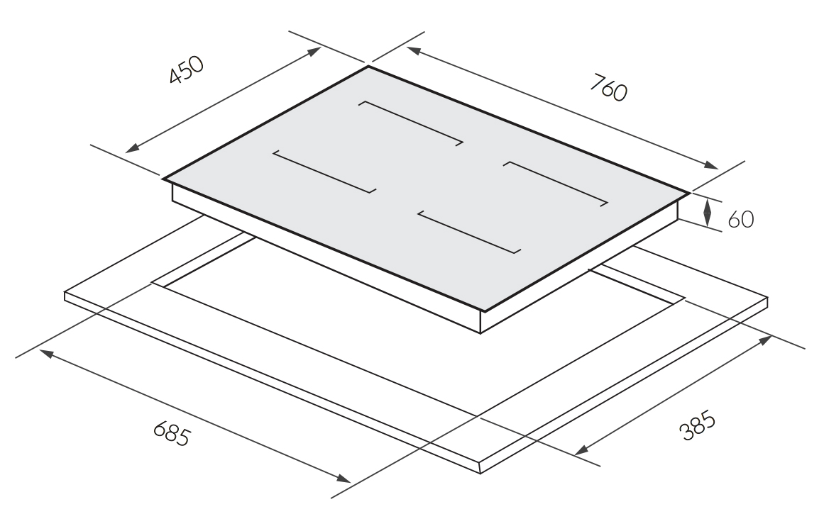 Kích thước sản phẩm | Bếp từ 2 vùng nấu nhập khẩu Malaysia Series 7 GrandX GX IH785Nano Kích thước sản phẩm | Bếp từ 2 vùng nấu nhập khẩu Malaysia Series 7 GrandX GX IH785Nano