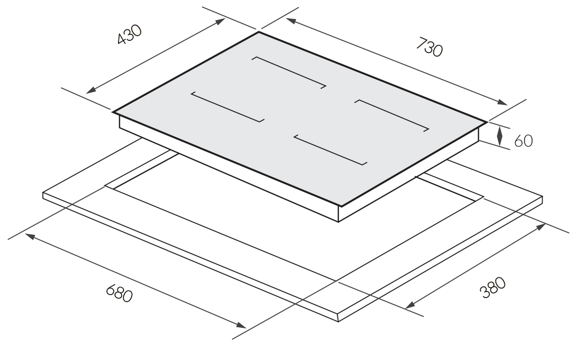 Kích thước sản phẩm | Bếp từ 2 vùng nấu nhập khẩu Malaysia Series 6 GrandX GX IP689SE Kích thước sản phẩm | Bếp từ 2 vùng nấu nhập khẩu Malaysia Series 6 GrandX GX IP689SE