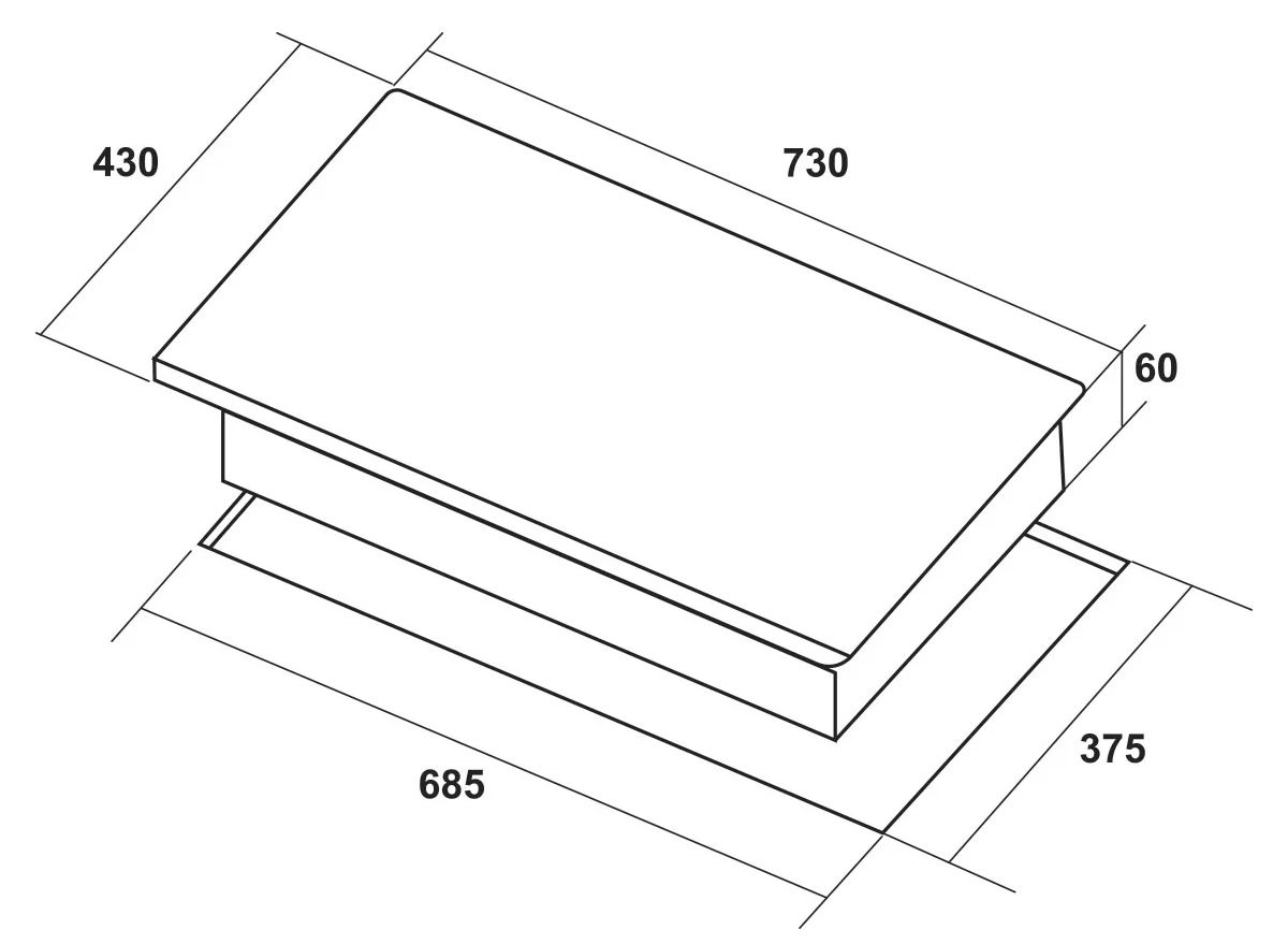 Kích thước lắp đặt | Bếp từ 2 vùng nấu Hafele HC-I73241B | 536.61.859 Kích thước lắp đặt | Bếp từ 2 vùng nấu Hafele HC-I73241B | 536.61.859