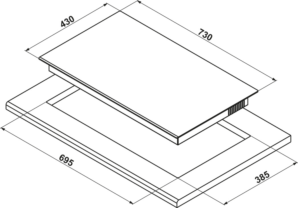 Kích thước lắp đặt | Bếp từ 2 vùng nấu Inverter nhập khẩu Đức Hafele HC-I7326B | 533.09.989 Kích thước lắp đặt | Bếp từ 2 vùng nấu Inverter nhập khẩu Đức Hafele HC-I7326B | 533.09.989