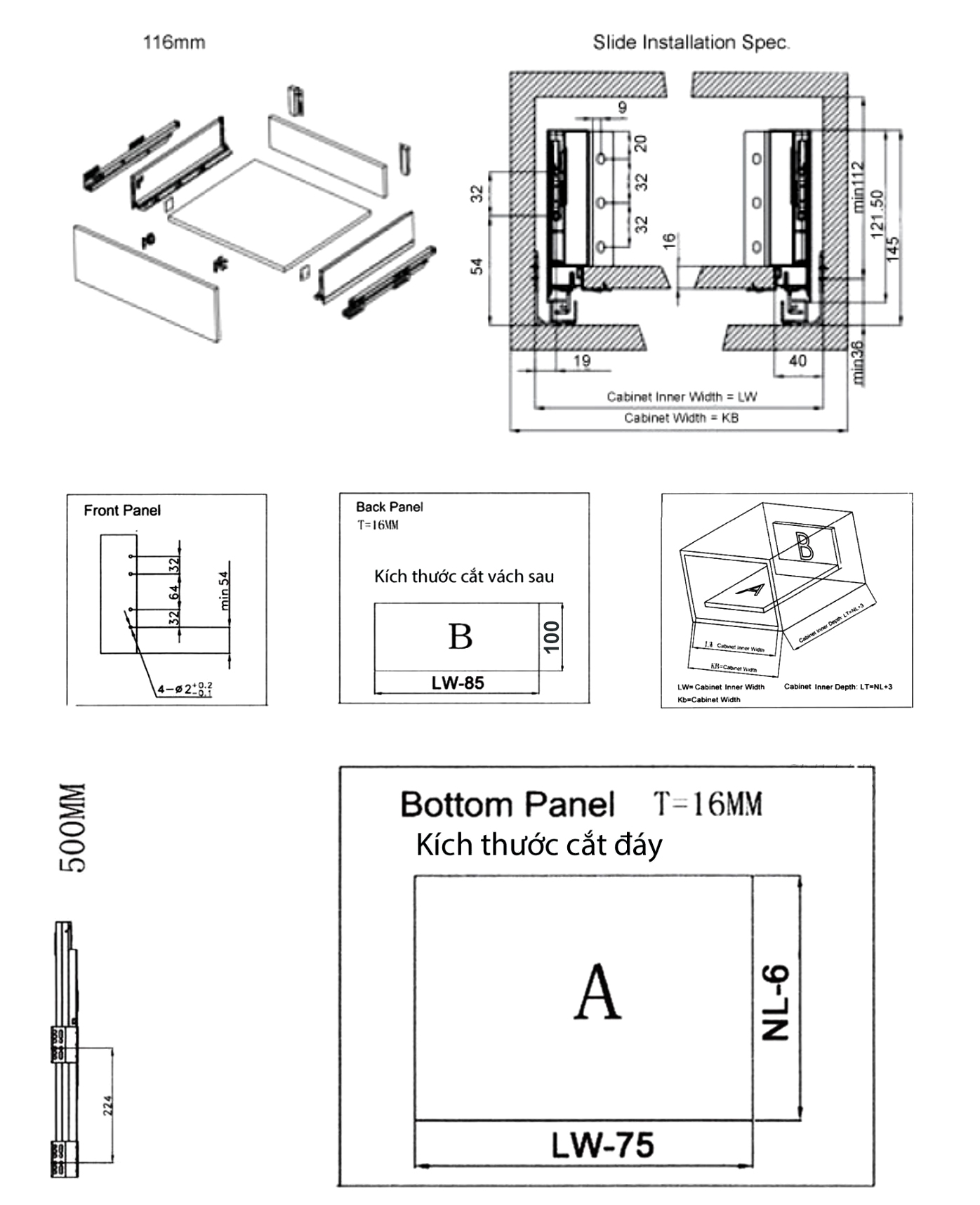 Bô ray hộp giảm chấn 2 mặt cao 116mm dài 500mm Newera NE.500G