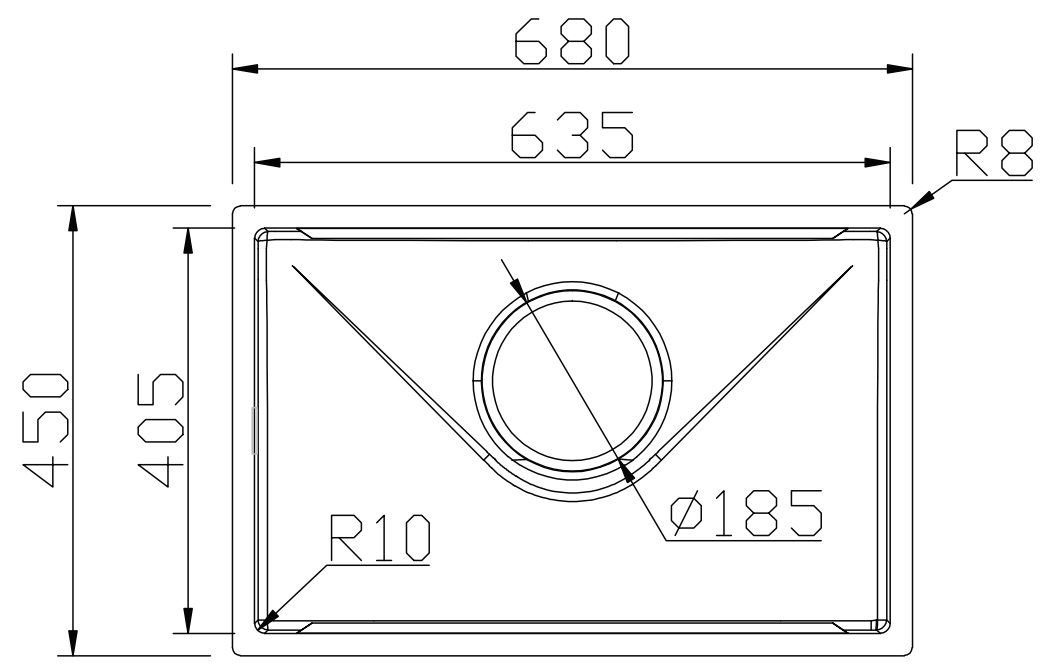 Kích thước sản phẩm | Chậu rửa 1 hố lắp âm Inox 304 chống xước Grandx GX6845V Volcano Kích thước sản phẩm | Chậu rửa 1 hố lắp âm Inox 304 chống xước Grandx GX6845V Volcano