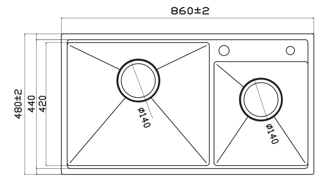 Kích thước sản phẩm | Chậu rửa 2 hố lệch Inox 304 Grandx GX8648DS Smooth Kích thước sản phẩm | Chậu rửa 2 hố lệch Inox 304 Grandx GX8648DS Smooth