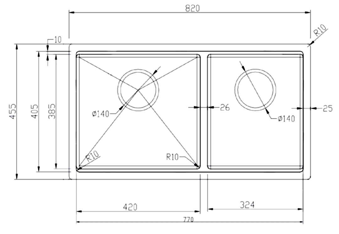 Kích thước sản phẩm | Chậu rửa 2 hố lắp lệch âm chống xước màu đen Inox 304 Eurogold EUC28245GD Kích thước sản phẩm | Chậu rửa 2 hố lắp lệch âm chống xước màu đen Inox 304 Eurogold EUC28245GD