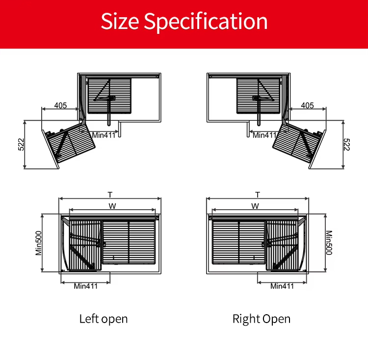 Kích thước lắp đặt | Góc liên hoàn mở trái Inox 201 mạ Chrome nan tròn Eurogold EP101 Kích thước lắp đặt | Góc liên hoàn mở trái Inox 201 mạ Chrome nan tròn Eurogold EP101