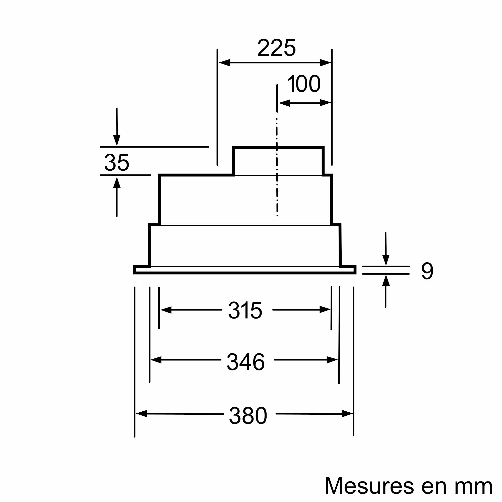Kích thước sản phẩm mặt bên | Máy hút mùi âm toàn phần màu bạc 73cm Serie 4 Bosch DHL755BM Kích thước sản phẩm mặt bên | Máy hút mùi âm toàn phần màu bạc 73cm Serie 4 Bosch DHL755BM