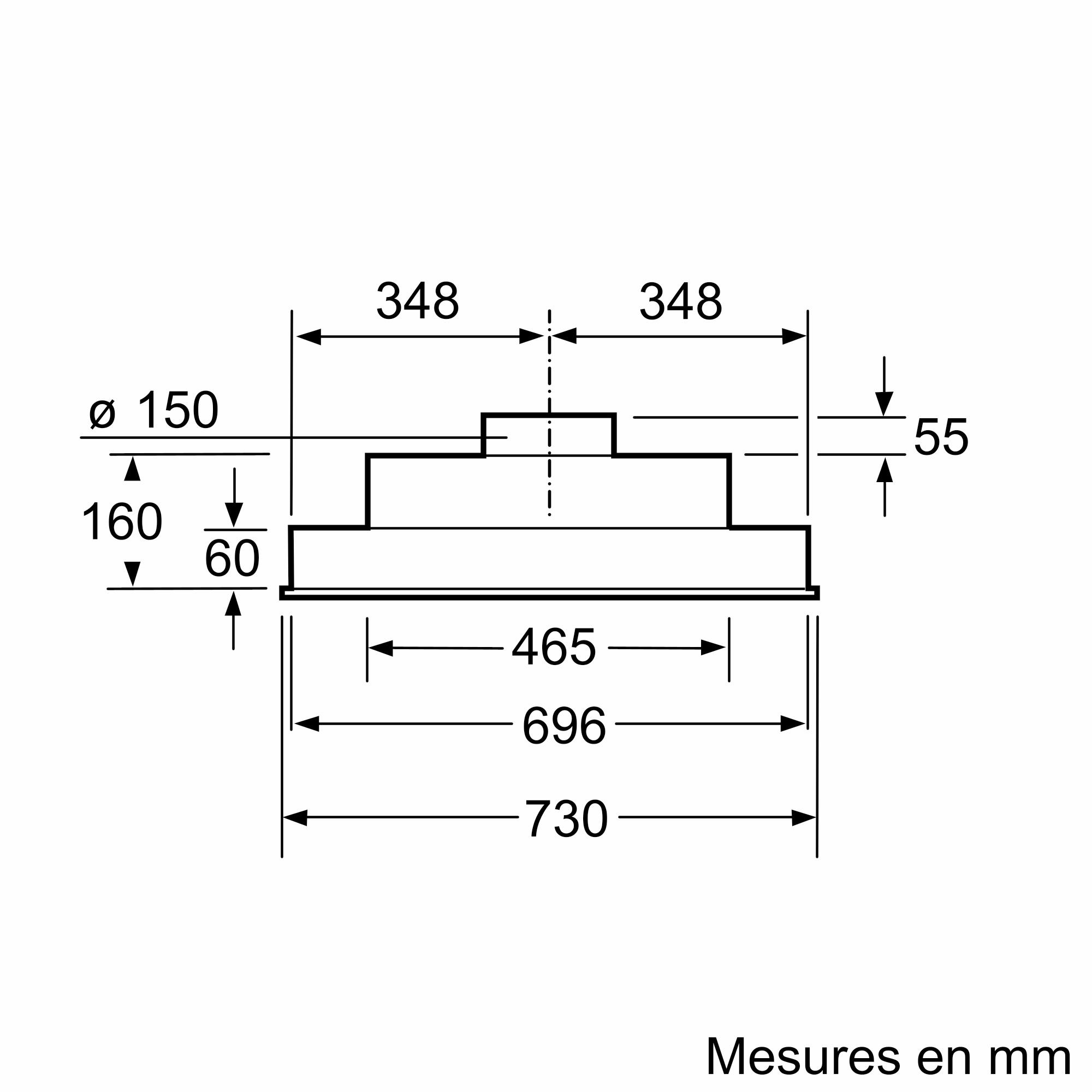 Kích thước sản phẩm mặt trước | Máy hút mùi âm toàn phần màu bạc 73cm Serie 4 Bosch DHL755BM Kích thước sản phẩm mặt trước | Máy hút mùi âm toàn phần màu bạc 73cm Serie 4 Bosch DHL755BM