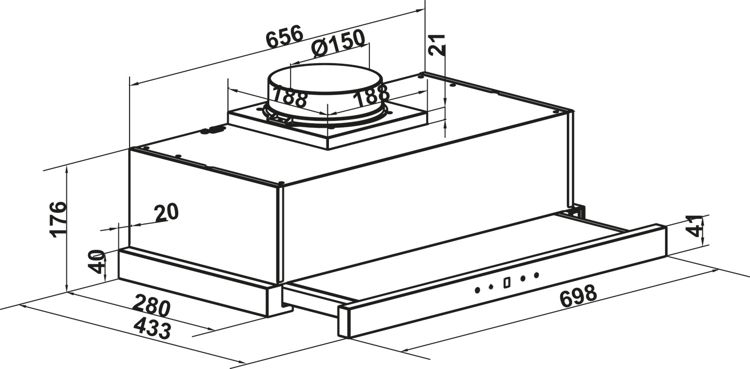 Kích thước lắp đặt | Máy hút mùi âm tủ cảm ứng kính đen 70cm Hafele HC-H7031TB | 538.86.096 Kích thước lắp đặt | Máy hút mùi âm tủ cảm ứng kính đen 70cm Hafele HC-H7031TB | 538.86.096