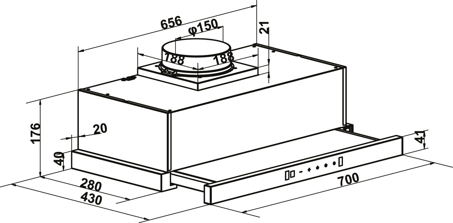 Kích thước lắp đặt | Máy hút mùi âm tủ cảm ứng kính đen 70cm Hafele HC-H7032TB | 538.86.098 Kích thước lắp đặt | Máy hút mùi âm tủ cảm ứng kính đen 70cm Hafele HC-H7032TB | 538.86.098